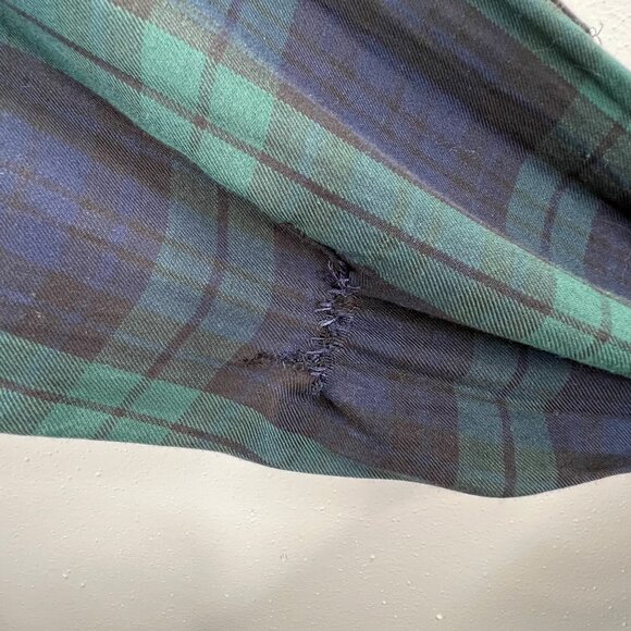 Vintage Ralph Lauren Shirt Dress 14 Tartan Plaid Blue Green Maxi Button FLAWS - Picture 8 of 10